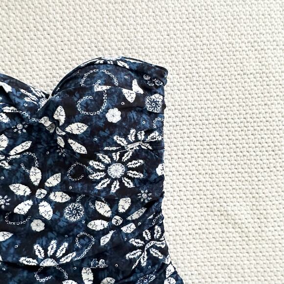 Bleu Rod Beattie NWT Blue White Tropical Floral Sweetheart One Piece Swim Suit 6 - Picture 4 of 12